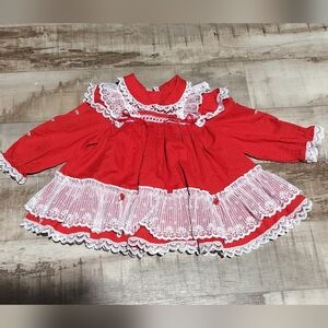 Red Lace-Trim Baby Vintage Dress